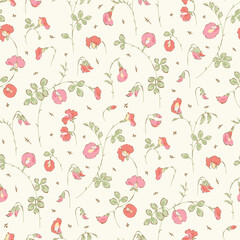 seamless floral pattern, textile pattern, fabric print in classic vintage style on light background, timeless floral, soft color flower. surface design for home textile, wallpaper pattern, print ready
