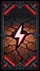 大地の崩壊を象徴する地震のピクセルアートタロットカード