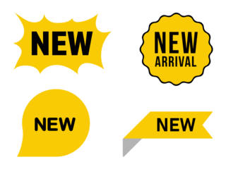 yellow New arrival labels isolated on transparent background