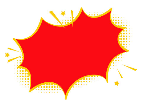 Red comic explosion isolated on transparent background