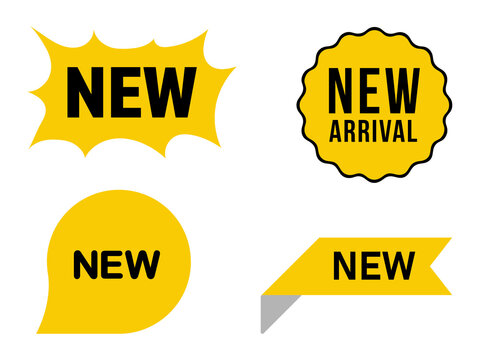 yellow New arrival labels isolated on transparent background