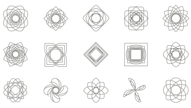 Intricate Geometric Line Art Designs Collection.
