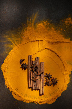 Turmeric, cinnamon and star anise 