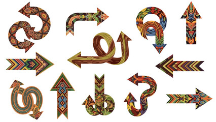Naklejka premium Collection of colorful decorative arrows pointing in various directions