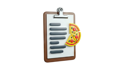 Clipboard with Pie Chart Made of Pizza Slices