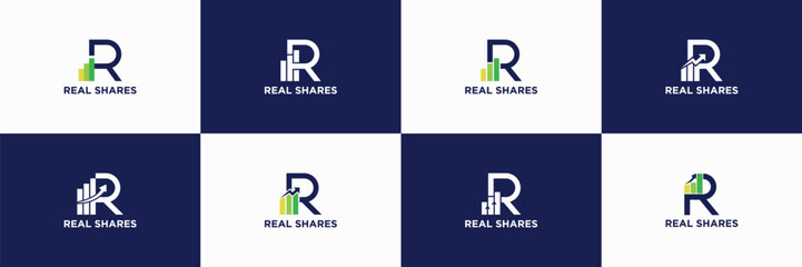 Set of Letter R Business and Branding Logos. Usable for Financial, Investment, Capital, Principal. Flat Design Vector Icon Template Element