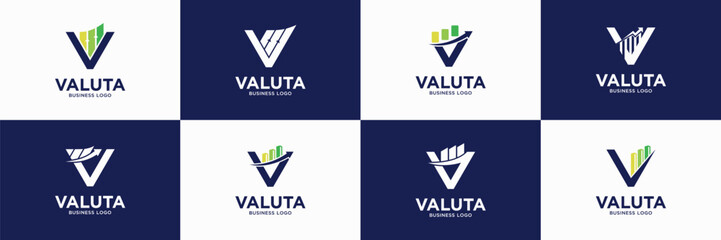 Set of Letter R Business and Branding Logos. Usable for Financial, Investment, Capital, Principal. Charts Bar Design Vector Icon Template Element.