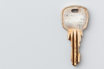 Close-Up of a Vintage Key on a Light Background for Security and Access Concepts