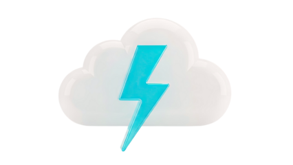 3D Cloud with Blue Lightning Bolt Icon