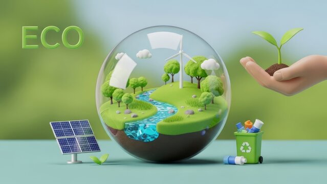 Eco-Friendly Concept with Green Energy and Sustainable Environment