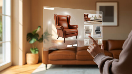 illustrates the future of interior design, virtual home staging, and online furniture shopping technology.