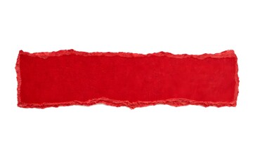 Red torn paper fragments scattered on a white background for creative design use