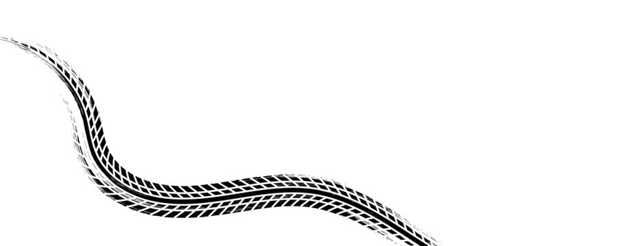 Tire tread marks, drift, motorsport, motocross, rally, tread mark with skid, grinding, splash effect. Graphic set of tire treads, wheel texture, car racing. Vector