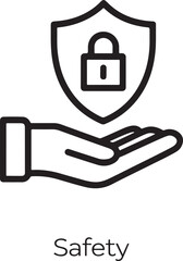 Safety Protection Hand Holding Shield with Lock Icon