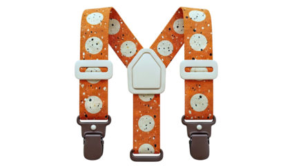 Orange Suspenders with White Circles and Speckles Pattern