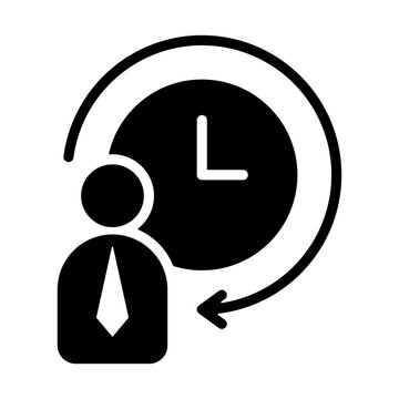 Work Hours Icon - Solid Black
