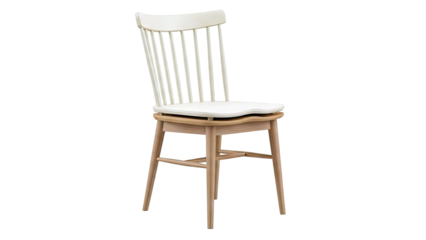 Modern Light Wood and Cream Spindle Back Dining Chair
