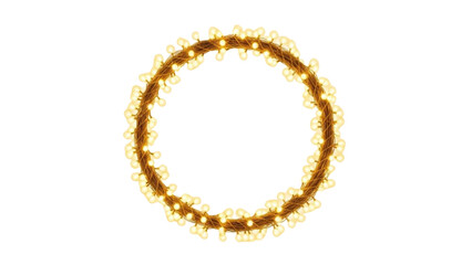 Fototapeta premium A bright, golden, glowing circle or ring of light on a white background