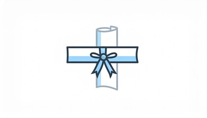 Elegant Diploma Scroll with Blue Ribbon and Bow, Symbolizing Achievement and Graduation.