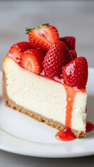 Strawberry Cheesecake Slice in Professional Commercial Food Photography