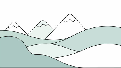 Obraz premium Serene mountain range with calm body of water and soft sky