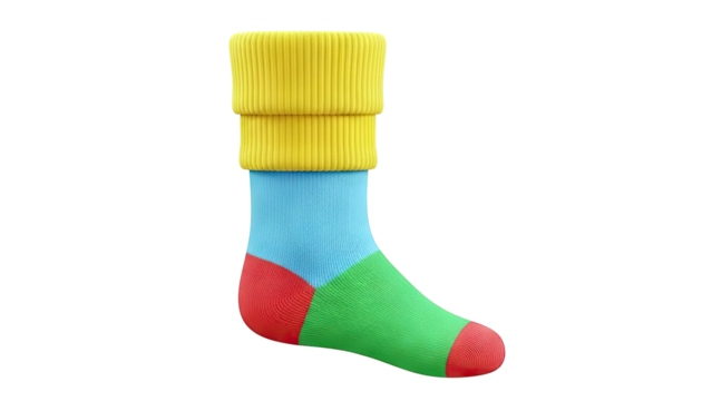 Colorful Sock with Folded Yellow Cuff - Powered by Adobe