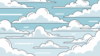 Soft gradient sky with fluffy cartoon clouds in blue hues