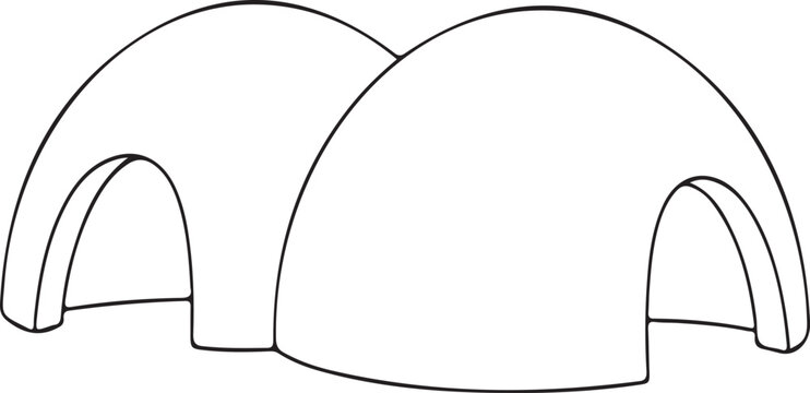 Minimalist vector silhouette of connected arched forms, perfect for architectural graphics or abstract igloo designs on transparent backgrounds