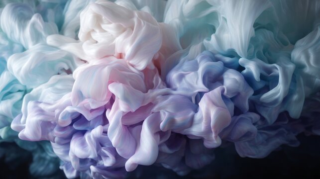 ultra detailed macro abstract texture, squishy cloud like form, liquid silk appearance, pastel iridescence, sensory visual 