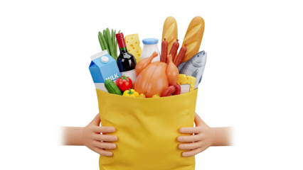 Grocery Bag Full of Assorted Food Items
