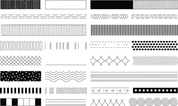 Collection of Geometric and Abstract Line Patterns and Borders