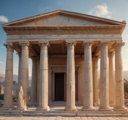 Naklejka premium Ancient Greek temple with Doric columns and pediment , temple, architecture
