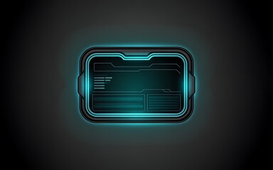 Glowing blue neon rectangle with lines on dark background