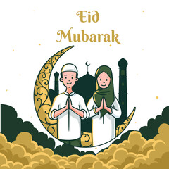 Happy Easter card illustration featuring a cute little girl in a cheerful festive holiday design