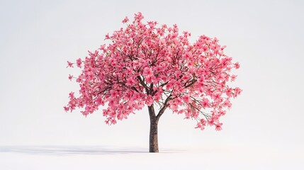 Beautiful Pink Cherry Blossom Tree Against a Light Background