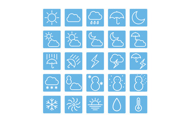 青ベース付き シンプル天気アイコンセット