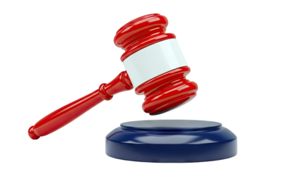 Red Judge's Gavel and Sounding Block