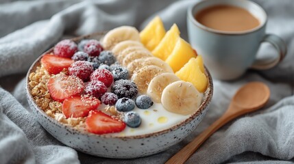 Healthy Breakfast Yogurt Bowl with Fresh Fruit & Granola