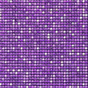 crisp and clean texture of purple sequin fabric with square rhinestone embellishments, seamless pattern.