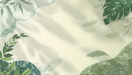 Abstract Green Tropical Leaves Soft Light Overlay Pattern Background