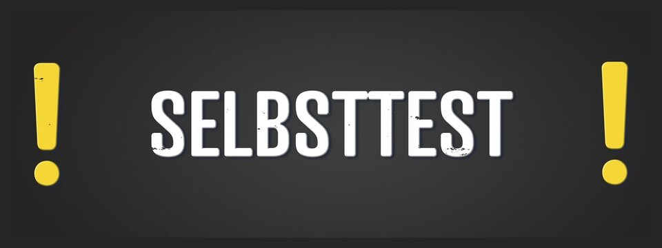Selbsttest (Self-test) - A blackboard illustration with white text.
