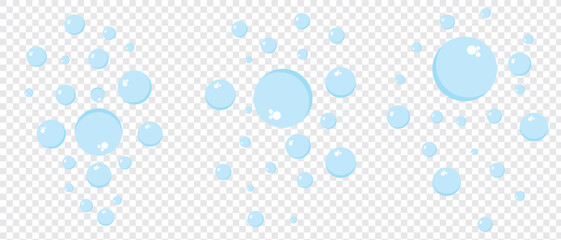 Air bubbles flat set, vector design elements. Bubble icon set. Soap foam, fizzy drink, oxygen bubbles . bubble vector icon . Bubble, Foam, Cleaning icon .