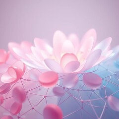 Abstract pastel gradients bloom like digital flowers on a website's interconnected structure, web design,  ui