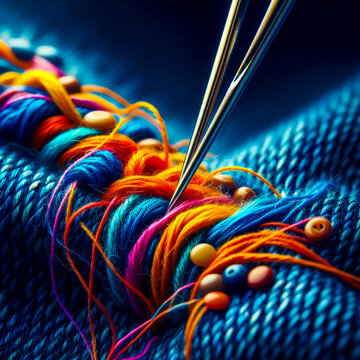 Vibrant Thread Stitches - Clothing Repair Art