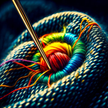 Intricate Embroidery Needlework on Fabric