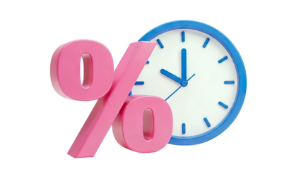 Percentage Symbol and Clock