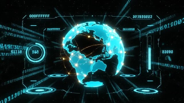 Global Data Network Visualization Displayed on Digital Interface