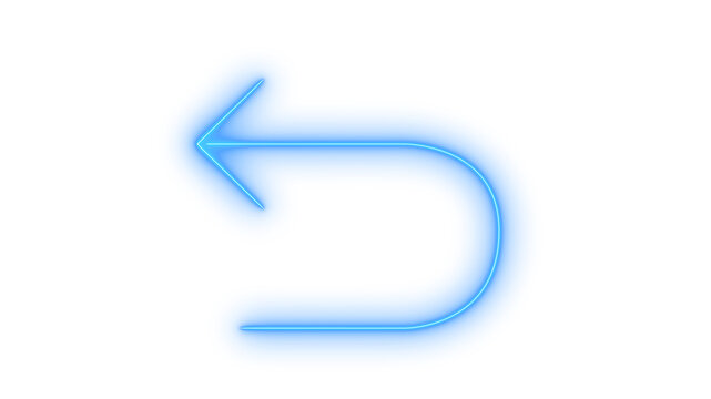 Glowing neon U-turn arrow icon isolated on transparent background. Undo symbol. Return button. Back navigation. User interface control.