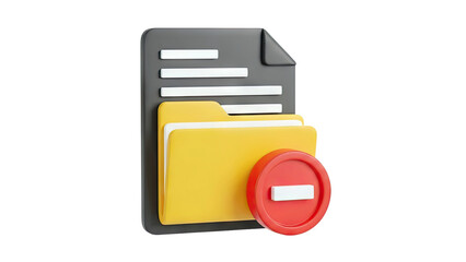 3D Folder Icon with Delete Symbol