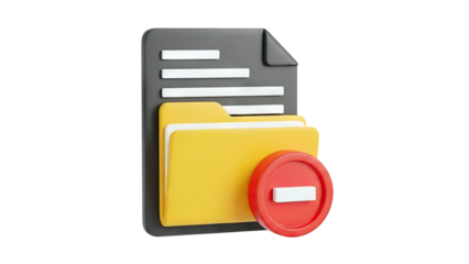 3D Folder Icon with Delete Symbol